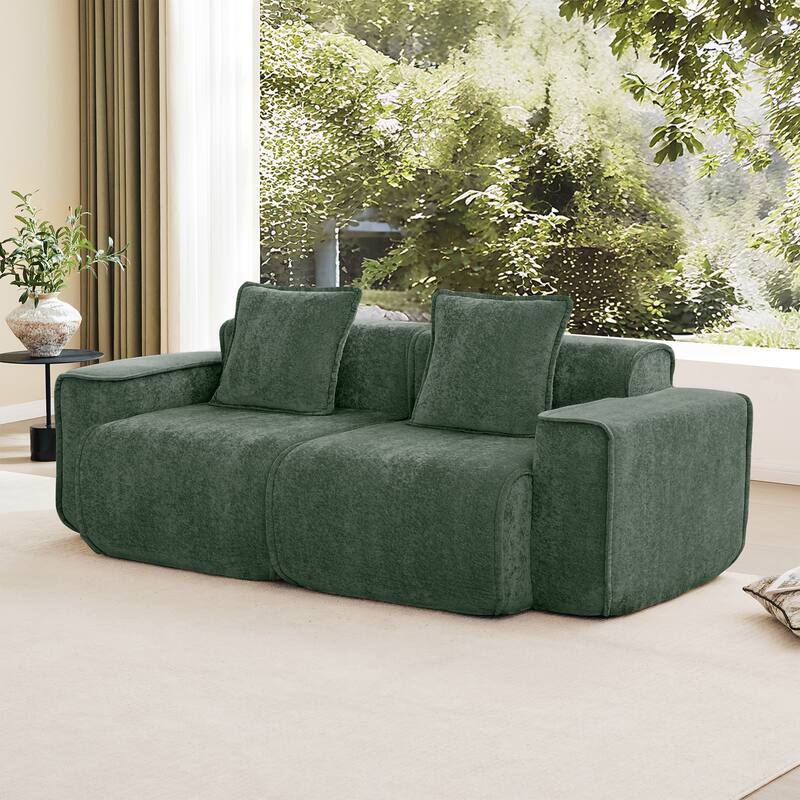 Rossetta Modular Cloud Boneless Premium Velvet Fabric French Piping Sofa