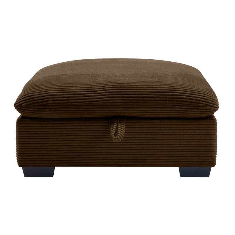 GDFStudio - Marlow Corduroy Fabric Ottoman with Storage - Brown