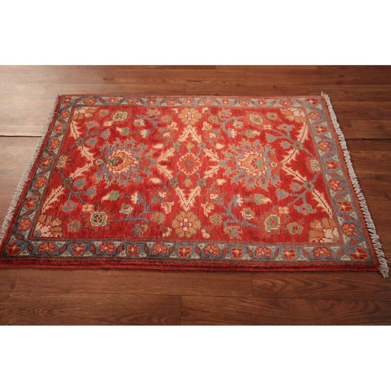 Floral Kazak Oriental Foyer Rug Hand-Knotted Traditional Wool Carpet - 2'0" x 3'0"