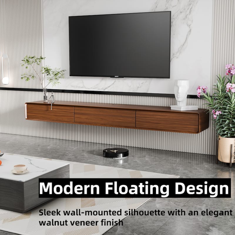 Modland 78" Modern Floating TV Stand Wall Mounted Media Control Center for Living Room - 78