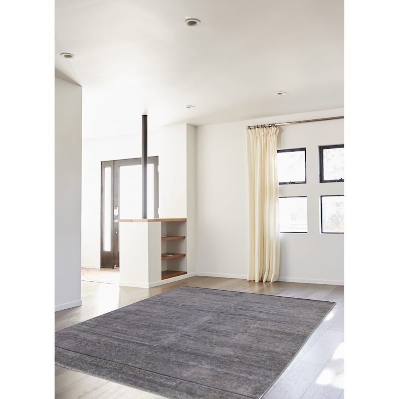ECARPETGALLERY Hand-knotted Loreto Grey Silk Rug - 9'10 x 13'4