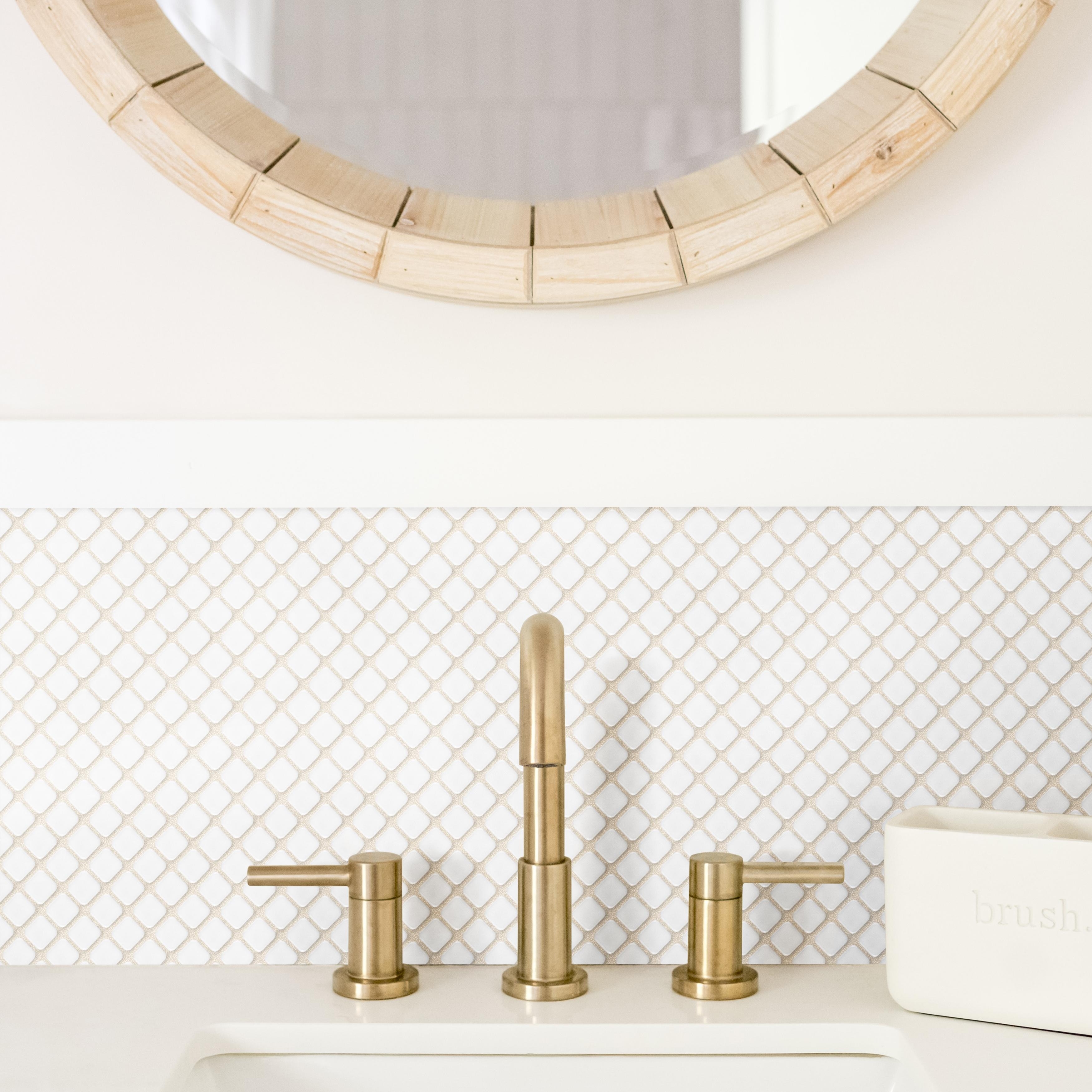 Merola Tile Hudson Diamond Glossy White 12-1/4" x 12-3/8" Porcelain Floor and Wall Tile