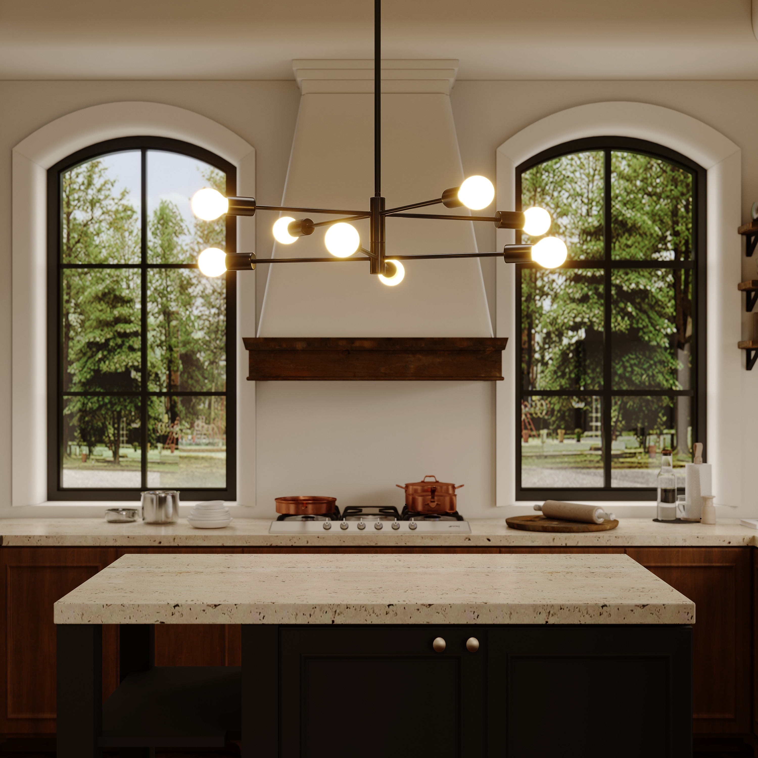8 - Light Modern Linear Sputnik Chandelier for Dining Room