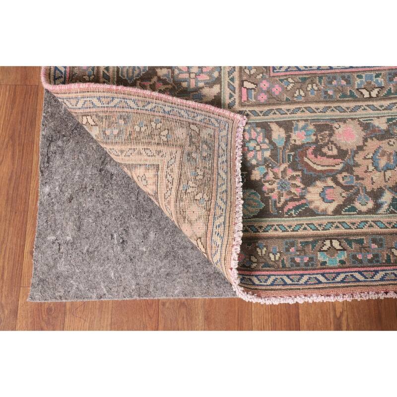 Traditional Pink Mashad Persian Vintage Rug Handmade Wool Carpet - 9'6"x 12'6"