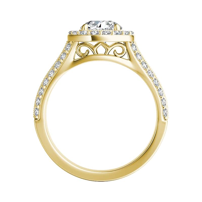 Auriya 14k Gold Vintage 1 carat TW Halo Diamond Engagement Ring (G-H, VS1-VS2)