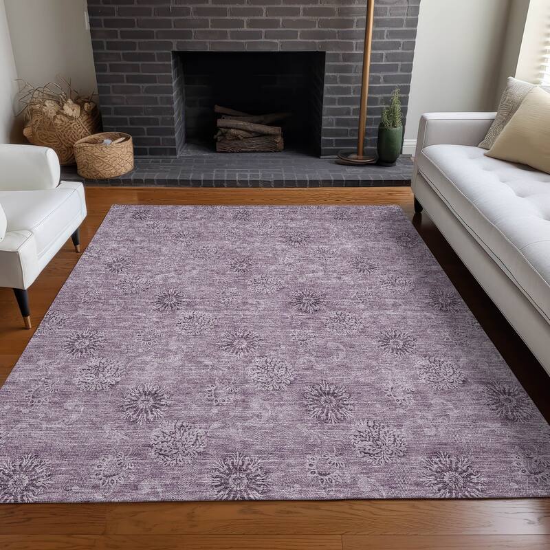 Premium Washable Super Soft Floral Imprints Mayfield Rug - Plum - 9' x 12' - Rectangle