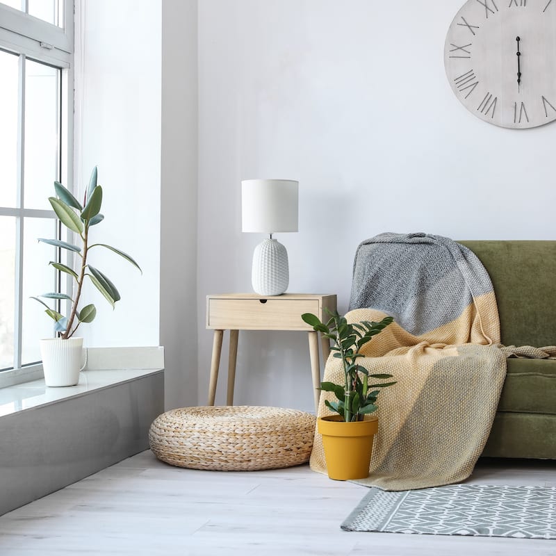 20.4" Purled Texture Lamp with White Fabric Shade