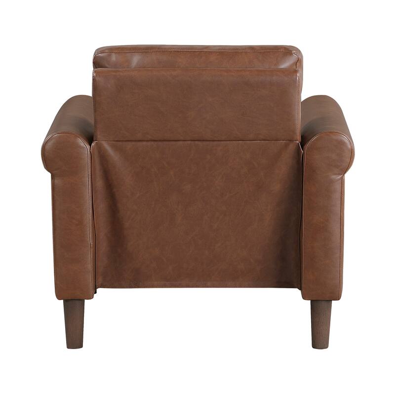 Fremont & Park Frances Faux Leather 3-Piece Living Room Set - Brown Finish Feet