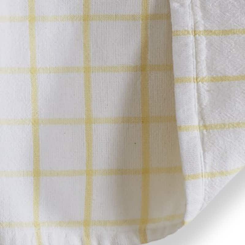 Classic Double Cloth Yellow Windowpane Cotton Kitchen Dishtowel 26L x 18W in.