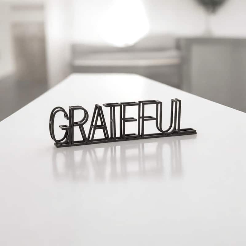 Colma Black Metal "Grateful" Table Sign - Black