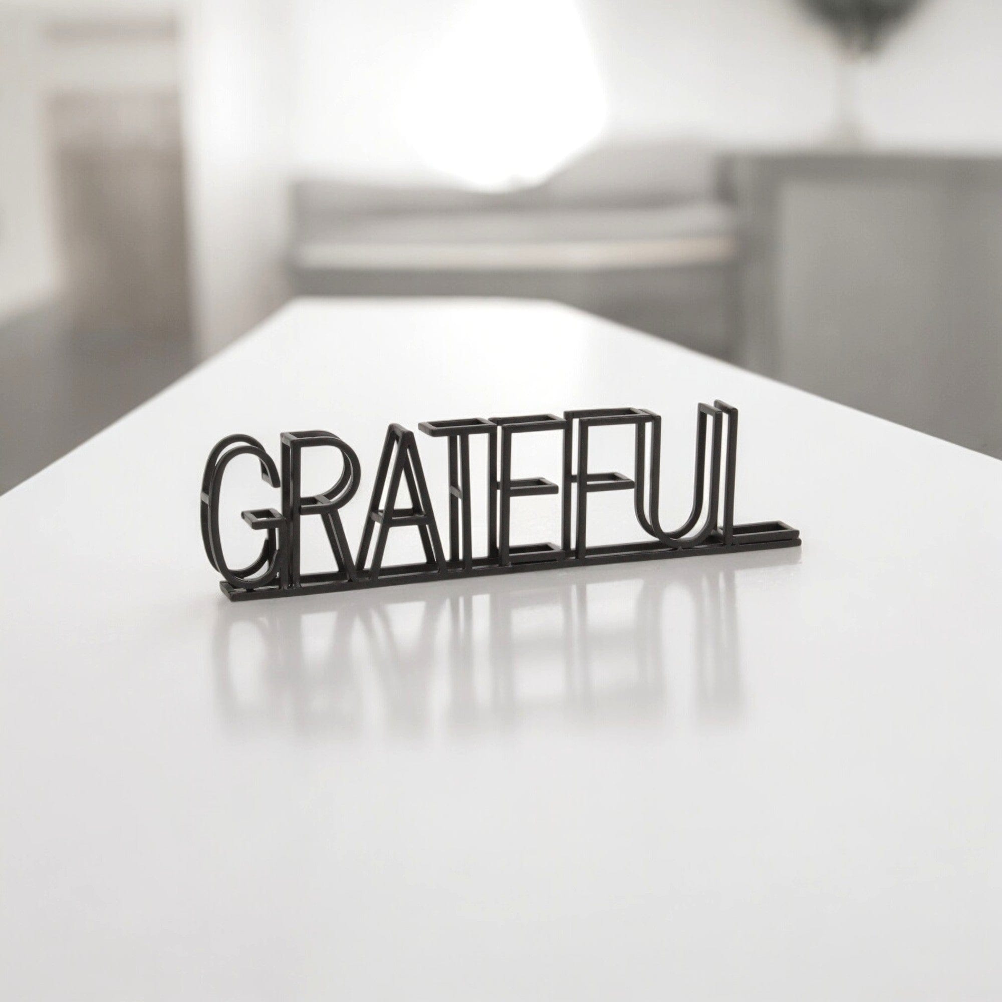 Colma Black Metal "Grateful" Table Sign