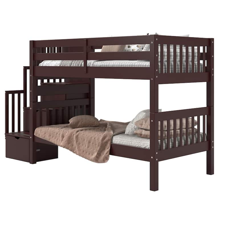 Taylor & Olive Trillium Twin over Twin Stairway Bunk Bed, 3 Steps