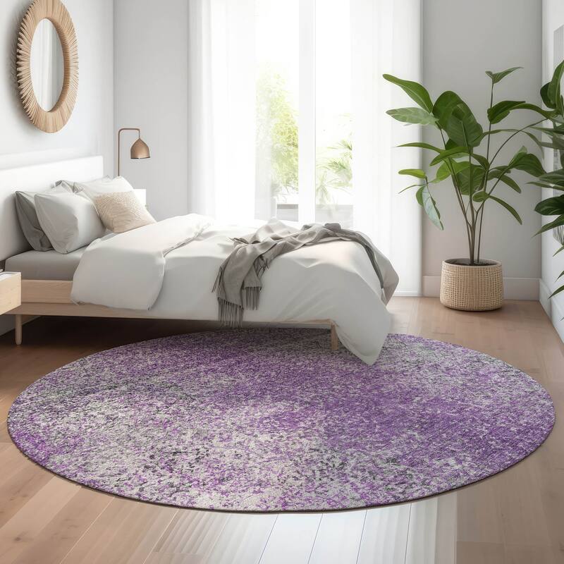 Premium Washable Super Soft Chic Ombre Mayfield Rug - Plum - 8' x 8' - Round