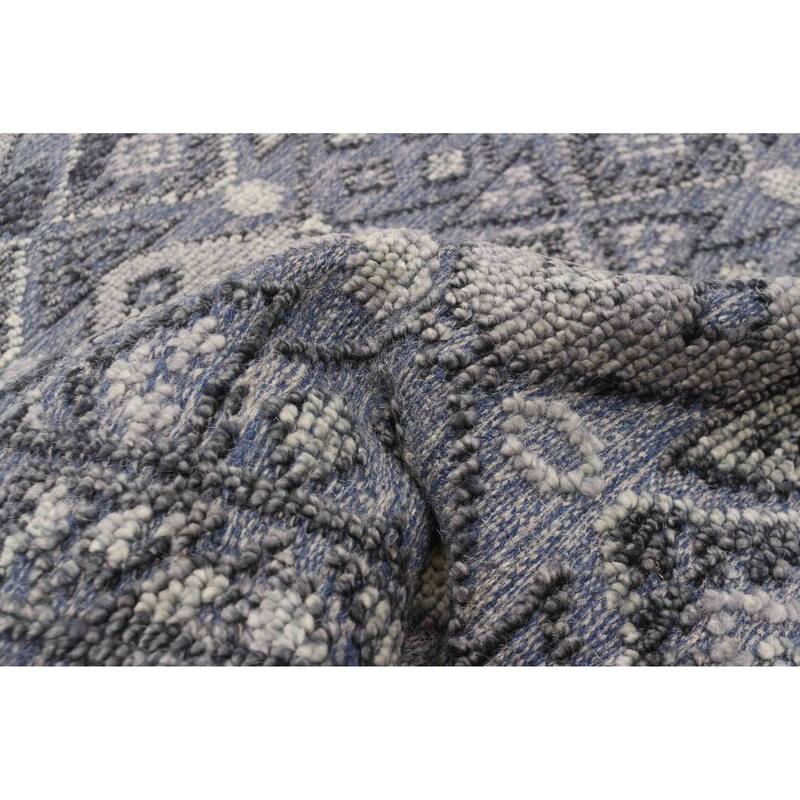 ECARPETGALLERY Hand-knotted Tangier Slate Blue Wool Rug - 5'4 x 7'6