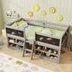 preview thumbnail 7 of 18, Kids Twin Size Low Loft Bed with Chalkboard 2 Step Ramp Ladder and 2 Tier Bookcase