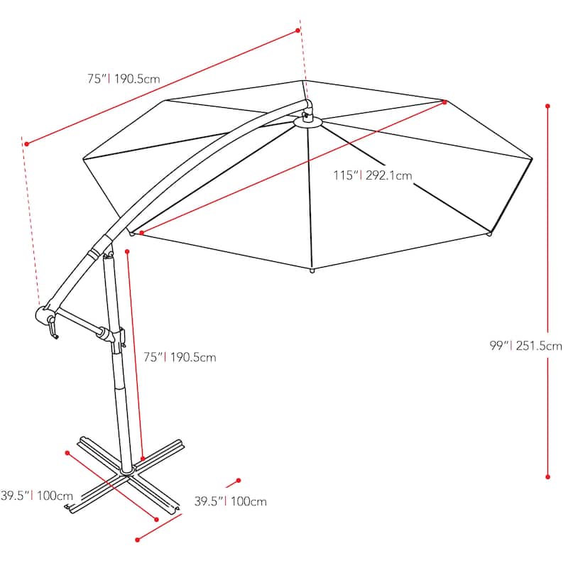 9.5ft Tilting Offset Patio Umbrella