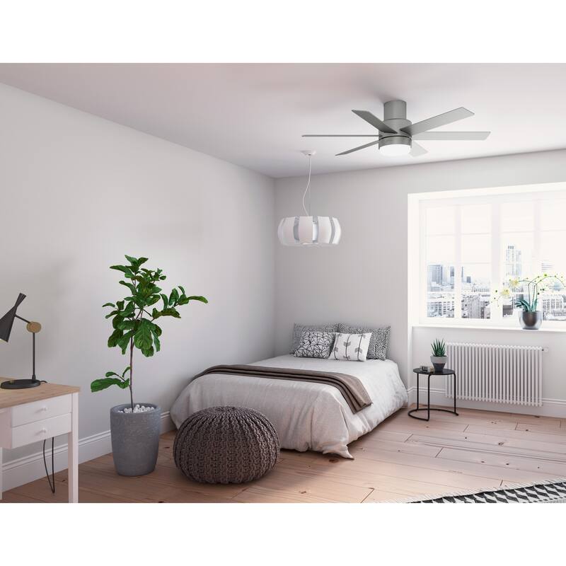 Hunter Mathers Low Profile Ceiling Fan with LED Light, Handheld Remote Modern Contemporary, Transitional