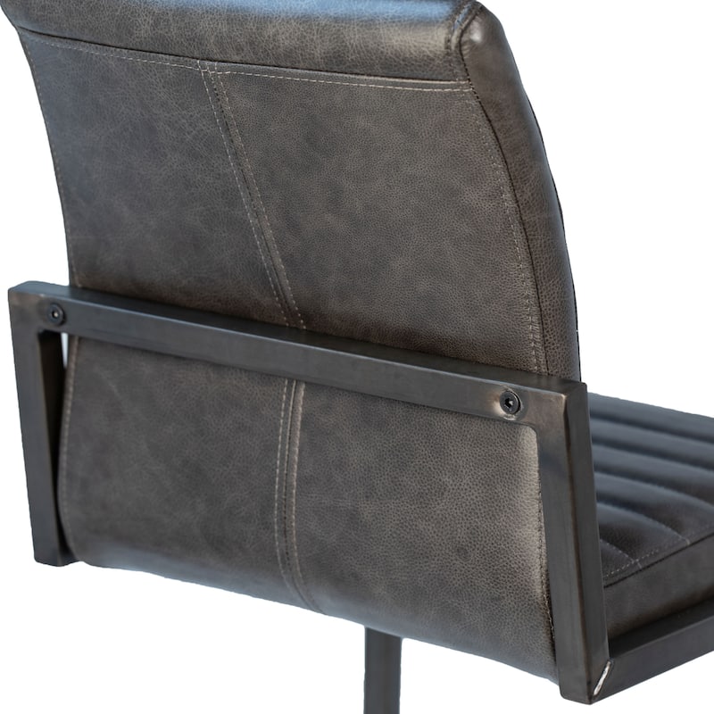 Greyson Top Grain Leather and Black Iron Dining Counter Stool, Vintage Brown - N/A