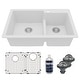 preview thumbnail 7 of 59, Karran 33" Top Mount Large/Small Bowl Quartz Kitchen Sink Kit - 33" x 22" x 9" White