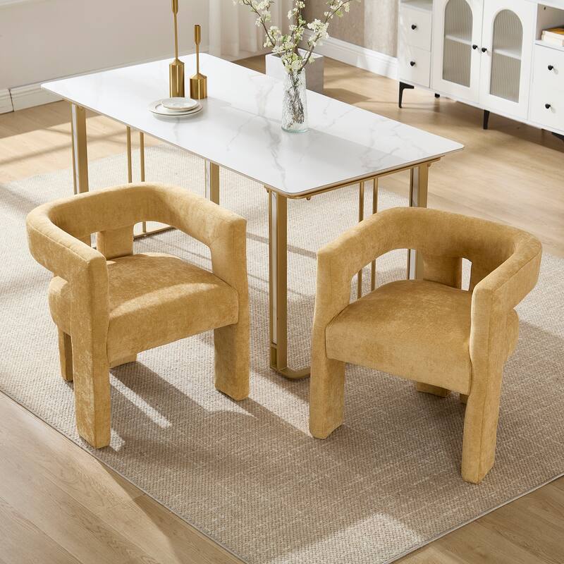 Barrel Chair Side Chair Yellow Accent Chair Set of 2, Modern Reading Chair Reception Chair Kitchen Chair