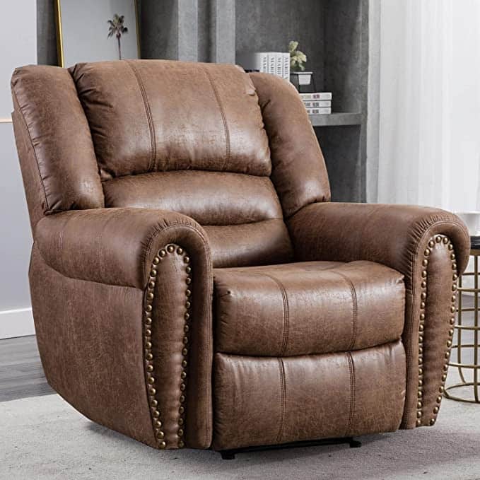 Classic and Traditional Manual Recliner Chair with Comfortable Arms and Back