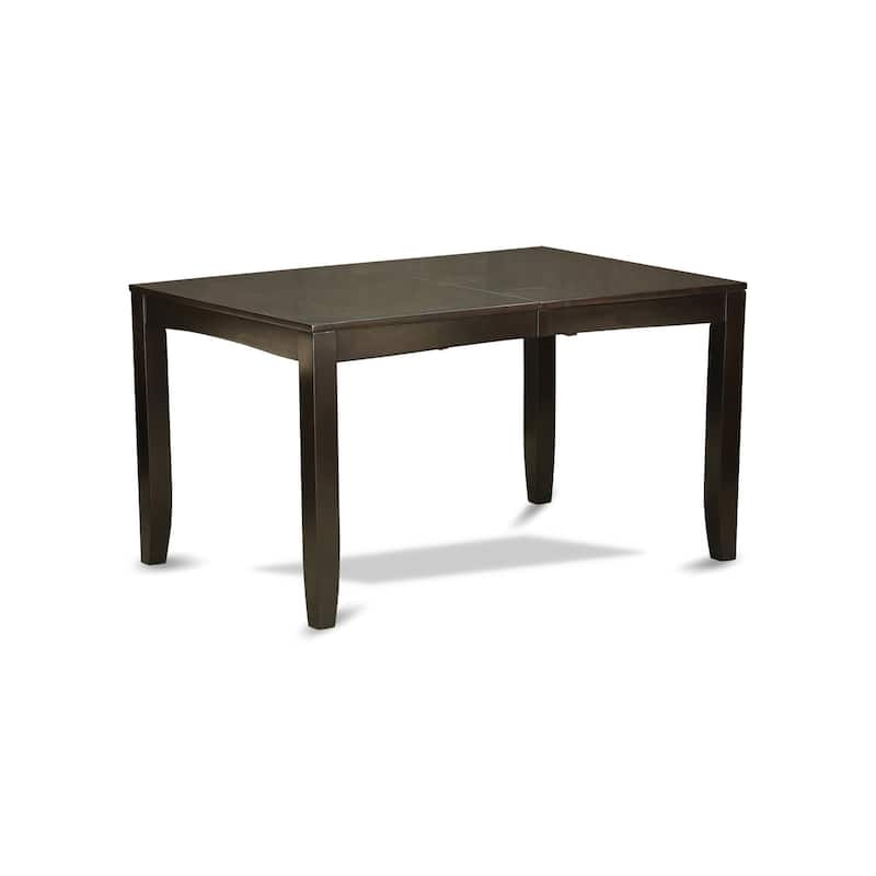 Rectangular Dining Table - 36x66 Inch Table with Leaf - Espresso Finish Kitchen Table - 66
