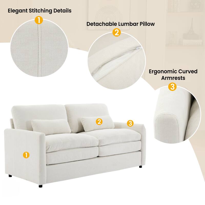 Roomfitters Cozy Cloud Upholstered Sofa Set with Single Armchair and 3-Seater Couch, Chenille Fabric