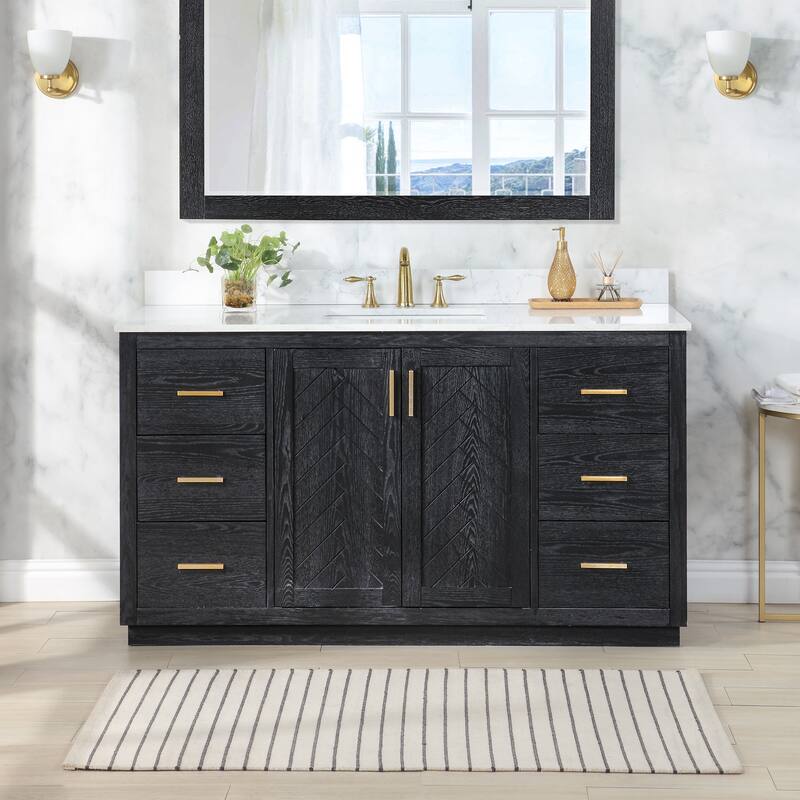 Altair Gazsi Bathroom Vanity with Composite Stone Countertop without Mirror