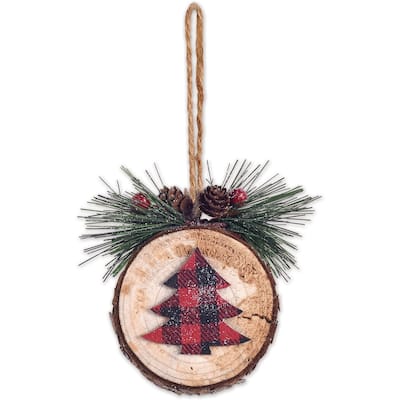 Plaid Tree Ornament, Set of 6