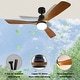 preview thumbnail 36 of 38, ExBrite 52 inch LED Ceiling Fan,Walnut Solid Wood Blades,Remote Control,DC Motor