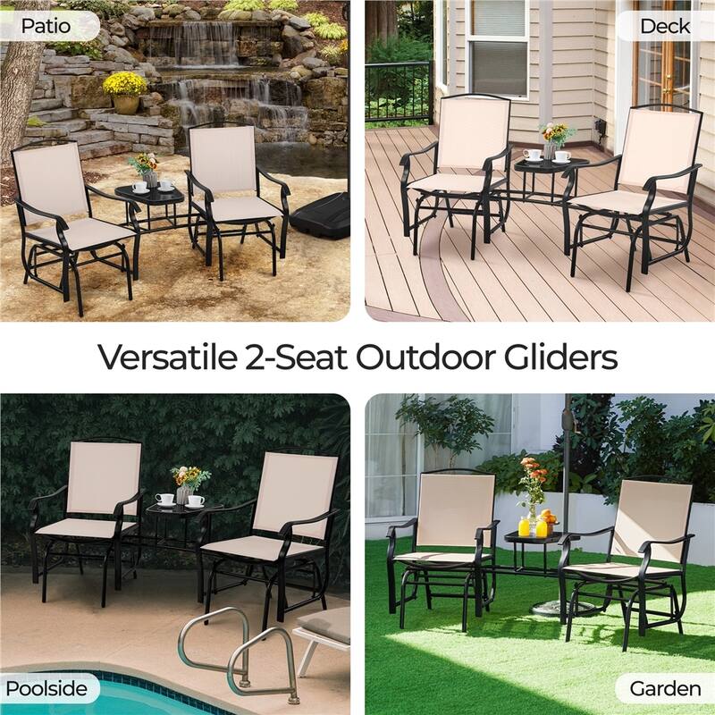 Yaheetech 2-Person Patio Glider with Table Swing Glider Chair