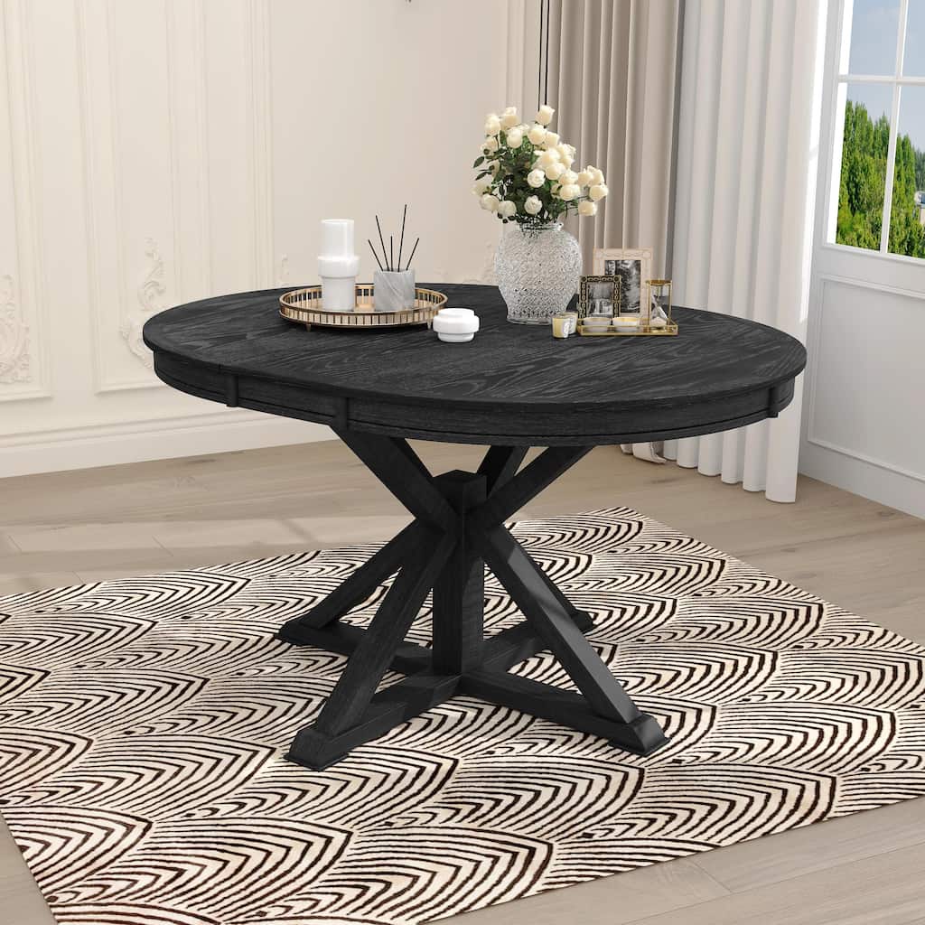 Retro Functional Extendable Dining Table with a 12" Leaf