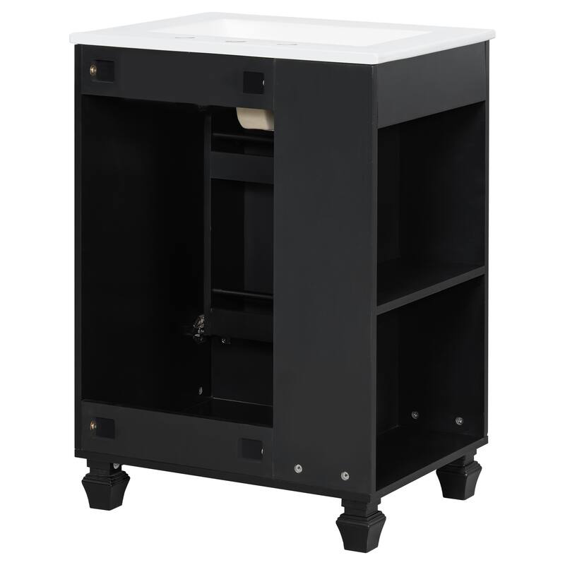 24" Bathroom Vanity with Sink, Bathroom Cabinet with Door Shelf, Side Open Storage, Solid Wood Frame,Soft Closing Door