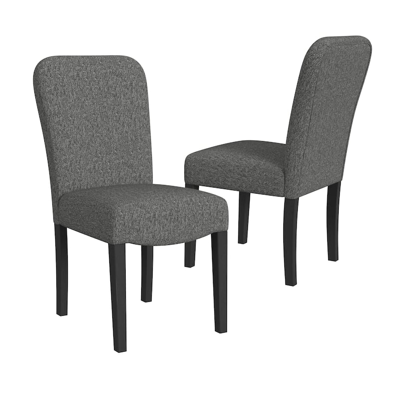 HomePop Rounded Back Upholstered Dining Chair-Black Woven (set of 2) - Black Woven