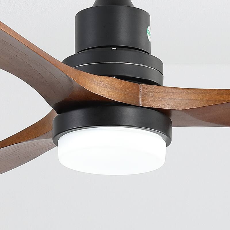 Sofucor 48/52 Inch Ceiling Fan with Light, Solid Wood Blades for Living Room, Bedroom,Smart Optional