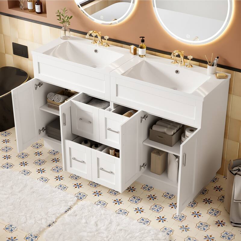 30" Bathroom Vanity Set / 60" Double Bathroom Vanities with SMC Resin Sinks