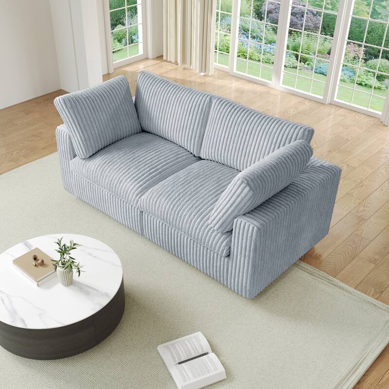 78.74" Soft Plush Modular Sectional Loveseat Sofa Upholstered Couch - Grey