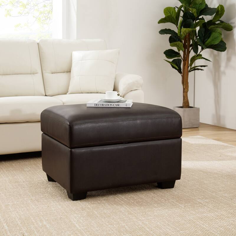 Morden Fort Tufted Storage Ottoman, Rectangular Footstool - Chocolate