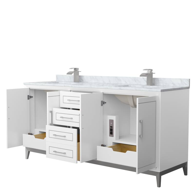 Marlena 72-Inch Double Vanity Set, Carrara Marble Top