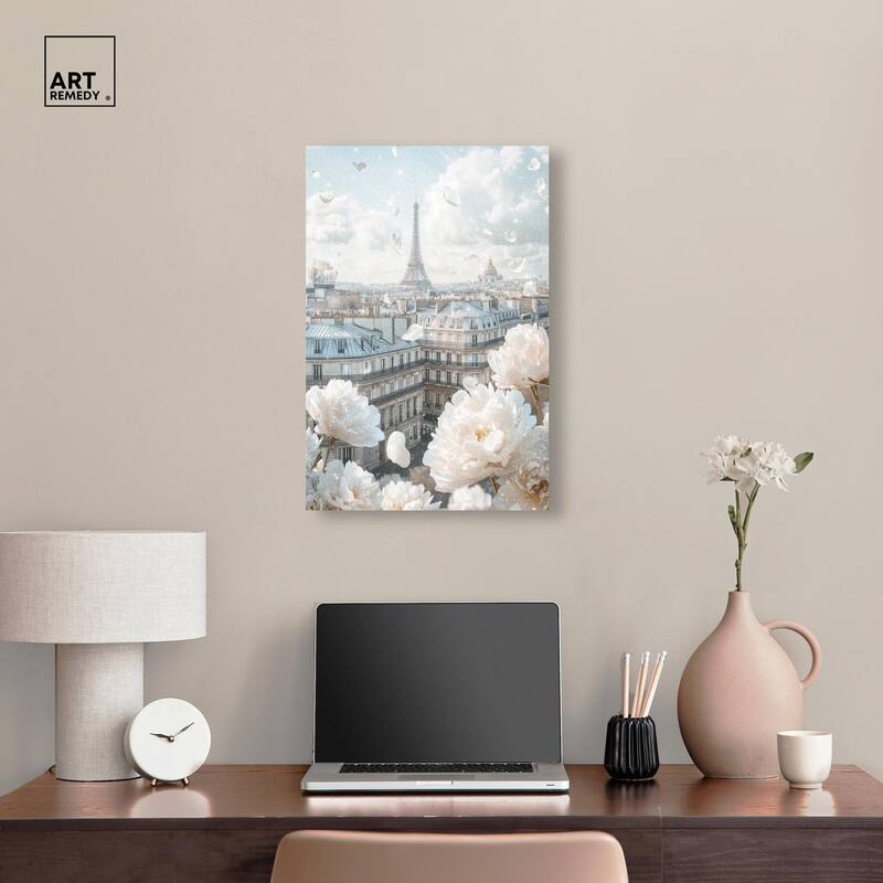 Peonies Over Paris Canvas by Art Remedy, Gallery Wrapped