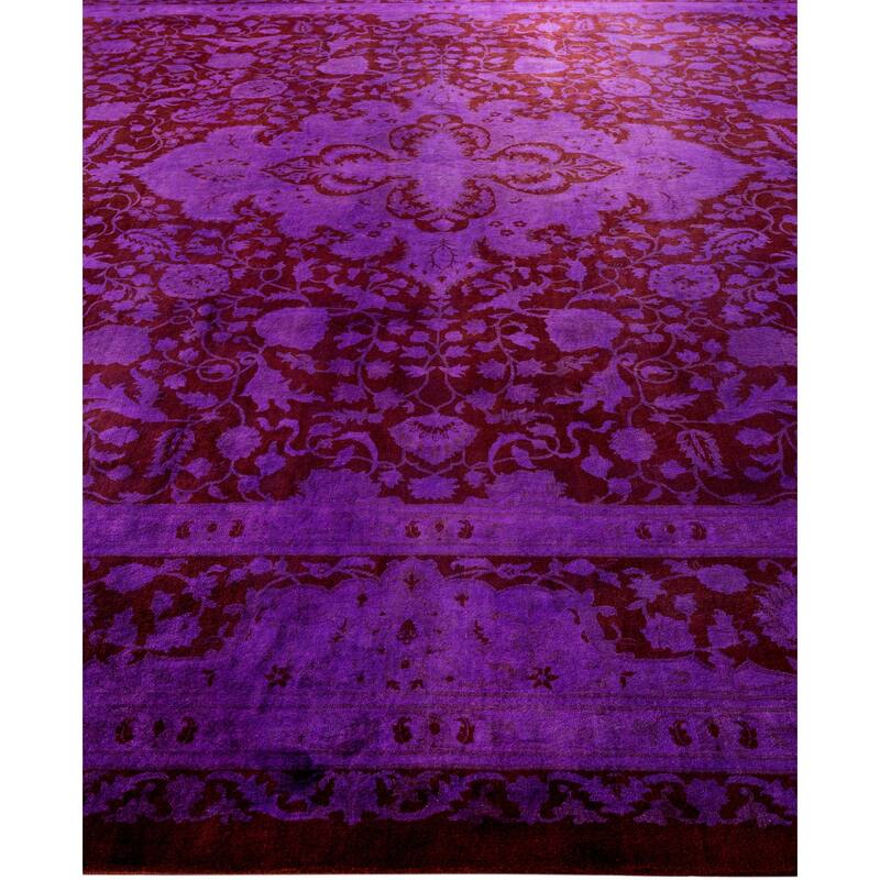Overdyed One-of-a-Kind Hand-Knotted Area Rug - Purple - 10' 2" x 14' 4"