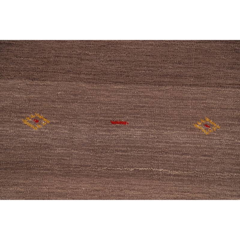 Brown Tribal Gabbeh Indian Rug Hand-Knotted Wool Carpet - 4'2" x 5'10"