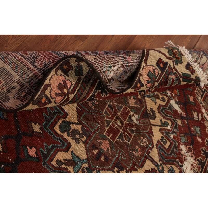 Red Geometric Bakhtiari Persian Rug Handmade Wool Carpet - 4'7" x 6'6"