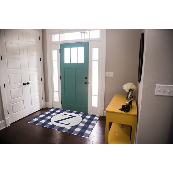 MONO NAVY GINGHAM Z Doormat By Kavka Designs - Bed Bath & Beyond