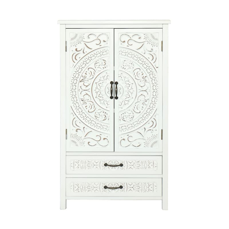 27"Accent Tall Tower White Storage Cabinet - Rustic Wood Sideboard Pantry Cabinet - Versatile Buffet Cabinet with Storage