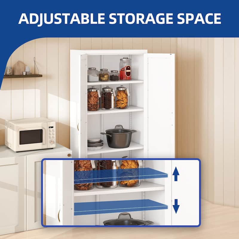 Moasis Steel Kitchen Pantry Cabinet, Kitchen Storage Cabinet with Adjustable Shelves and Drawers