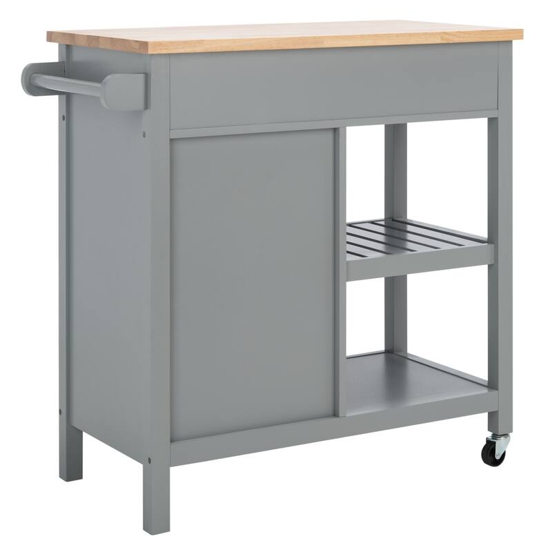 SAFAVIEH Fawn 1-Door 2-Drawer 2-Shelf Kitchen Cart - 33.5" W x 16.9" L x 35" H - 33Wx17Dx35H