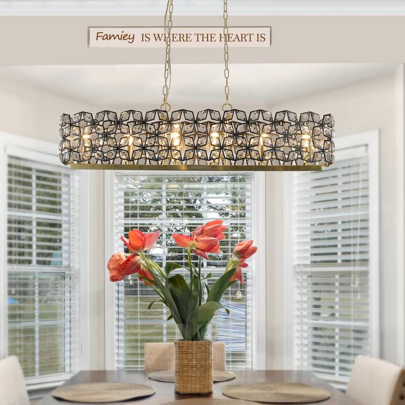 Modern Champagne Gold Oval Crystal Ceiling Chandelier Luxury Pendant Light Fixture Ceiling Light for Living Room - Transparent