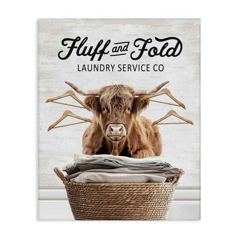 Stupell Vintage Fluff & Fold Cattle Canvas Wall Art Design By Lettered and Lined - 36 x 48