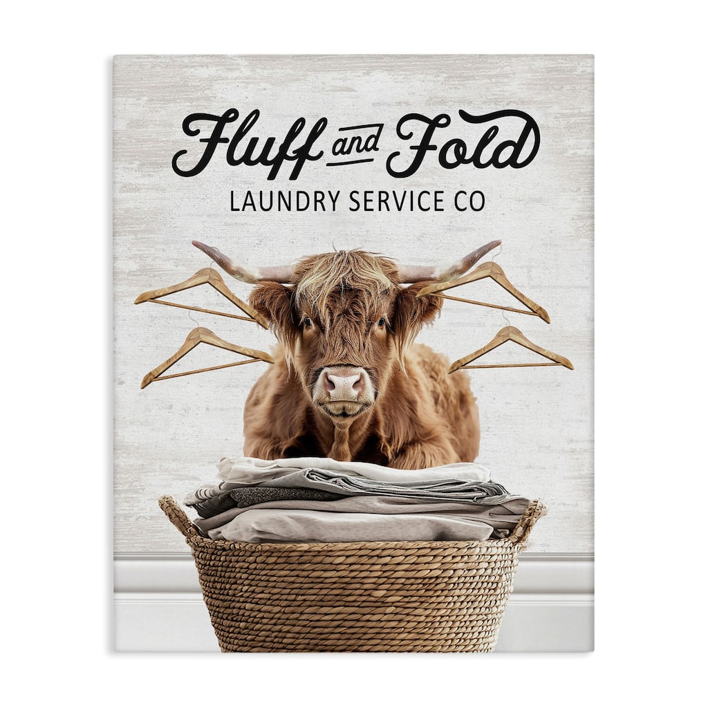 Stupell Vintage Fluff & Fold Cattle Canvas Wall Art Design By Lettered and Lined